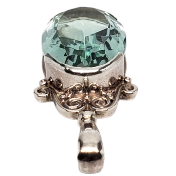 SAJEN Sterling Silver Large Oval Blue Topaz Pendant #17554 - Picture 2 of 7